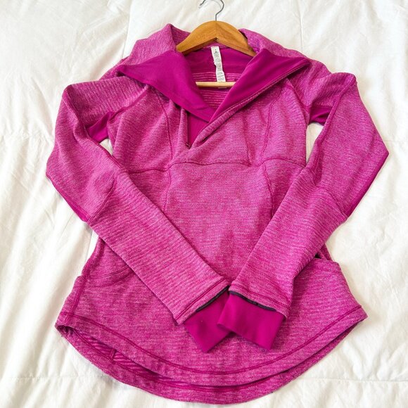 Lululemon Base Runner ½ Zip Raspberry Piqué Pink Pullover Size 4 - Picture 6 of 12